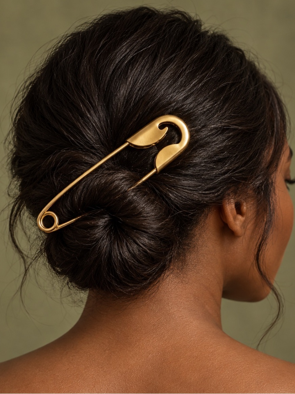 Gold Safety Pin Hair Clip